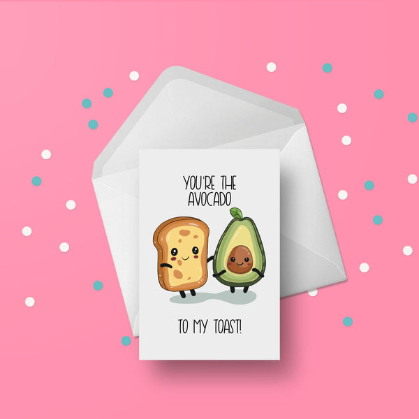 Avocado and toast couple card – cute and funny anniversary gift idea