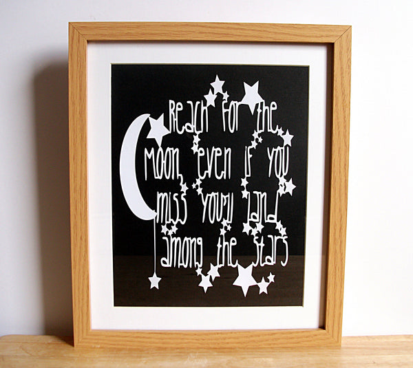 Reach for the Moon - Unframed White Paper Cut - Choose Your Backing Colour