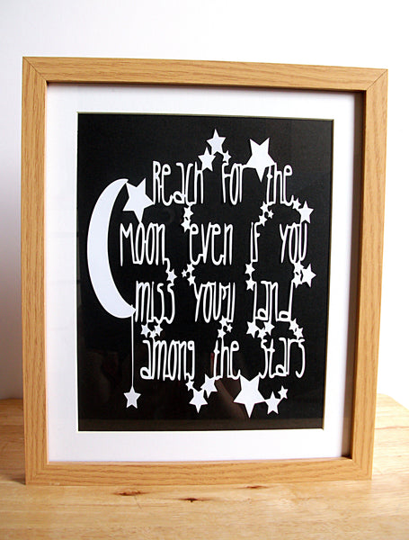 Reach for the Moon - Unframed White Paper Cut - Choose Your Backing Colour