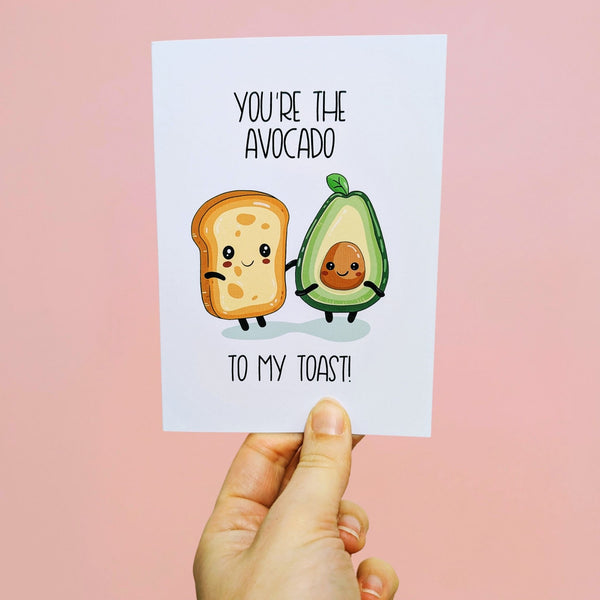 Funny romantic avocado anniversary card – adorable food pun greeting card