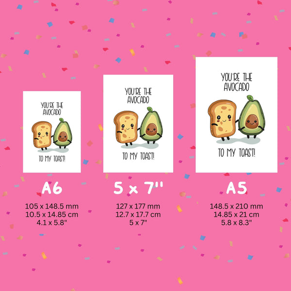 Handmade cute avocado love card – perfect anniversary gift for foodie couples