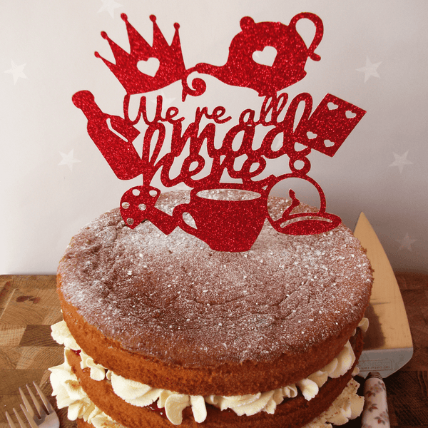 Alice in Wonderland Cake Topper - Glittery 21st Birthday Decoration