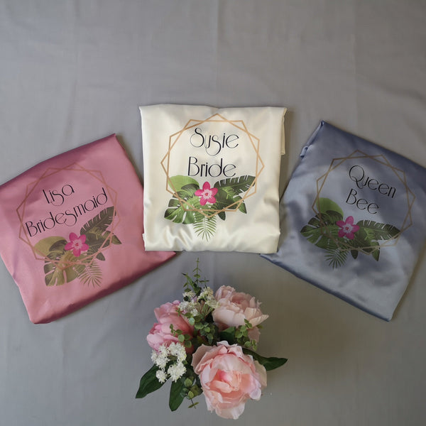Personalized Bridal Dressing Gown - Boho Geometric Design