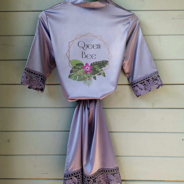 Personalized Bridal Dressing Gown - Boho Geometric Design