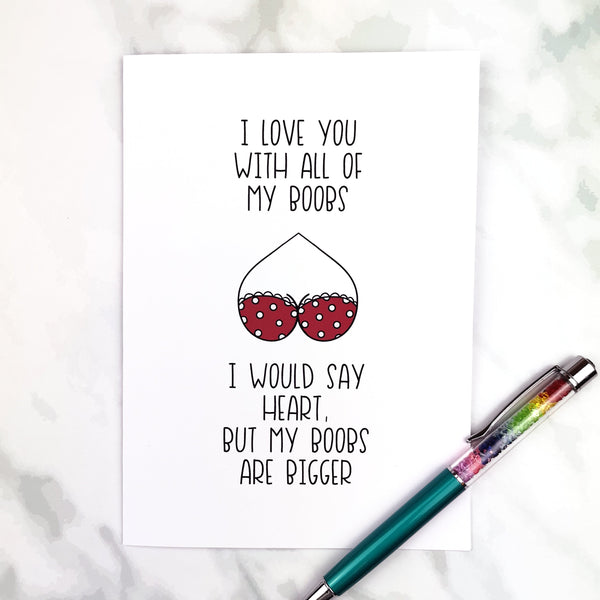 Funny Valentine's Day Card - Cheeky Boob Card for Him
