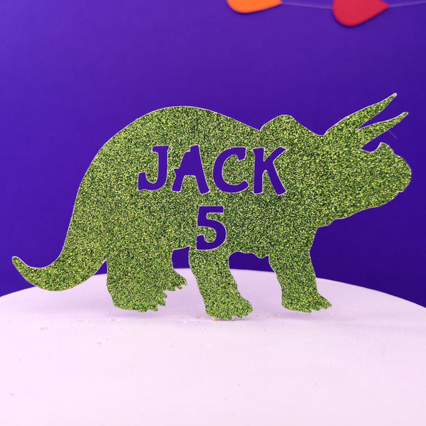 Custom Name and Age Dinosaur Cake Topper - Perfect for Kids