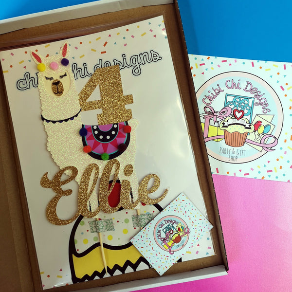 Custom Name Llama Cake Topper Name Cake Toppers ChibiChiDesign