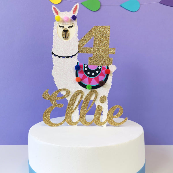 Custom Name Llama Cake Topper Name Cake Toppers ChibiChiDesign