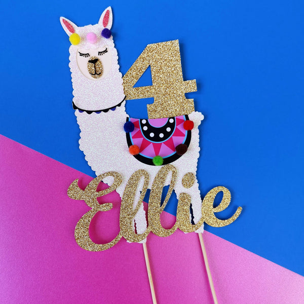Custom Name Llama Cake Topper Name Cake Toppers ChibiChiDesign