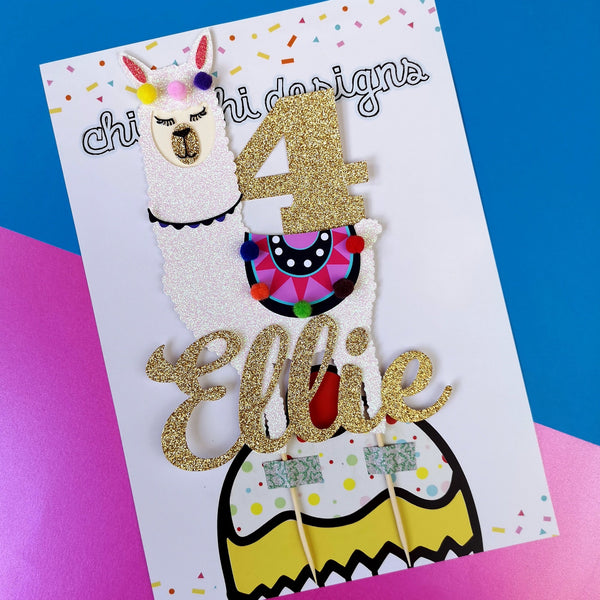 Custom Name Llama Cake Topper Name Cake Toppers ChibiChiDesign