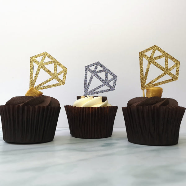 Custom Glitter Baby Shower Diamond Cup Cake Topper | Chibichi Designs