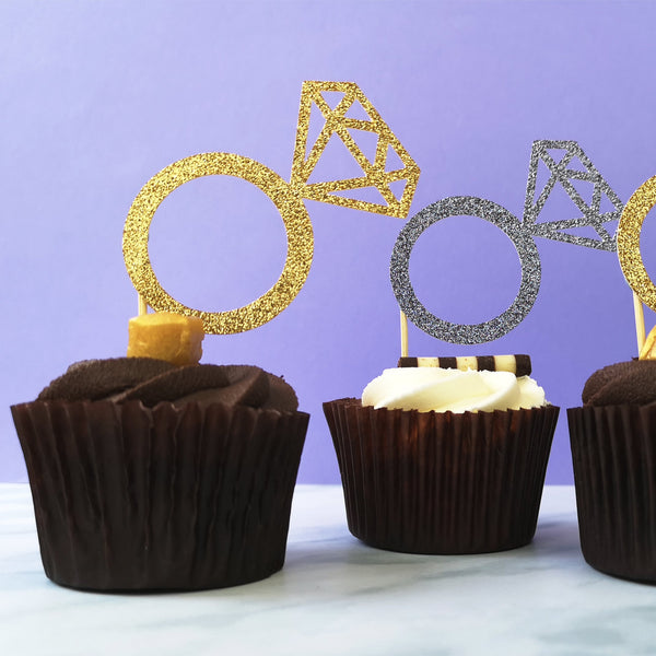 Diamond Ring Cupcake Toppers Cake Toppers ChibiChiDesign