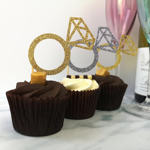 Diamond Ring Cupcake Toppers Cake Toppers ChibiChiDesign
