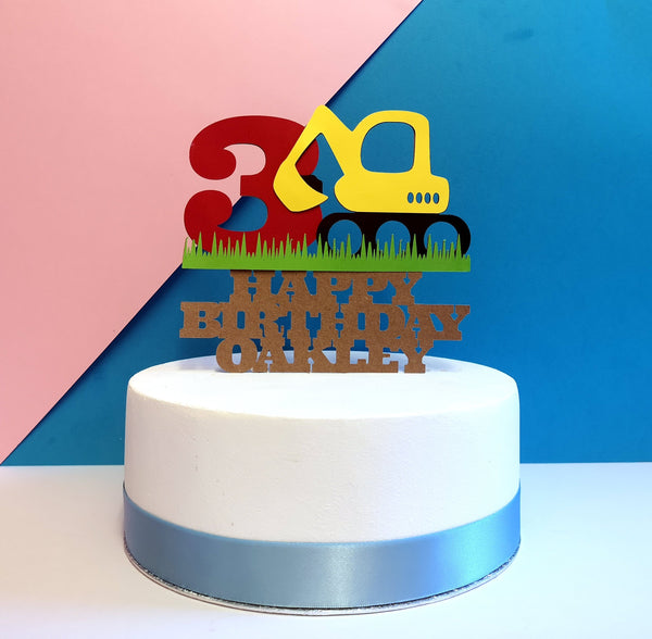 Personalized Digger Cake Topper With Your Name and Age UK