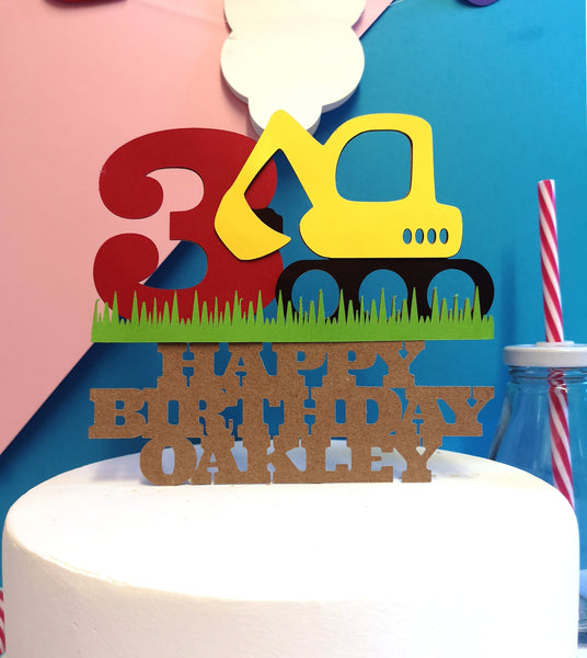 Personalized Digger Cake Topper With Your Name and Age UK
