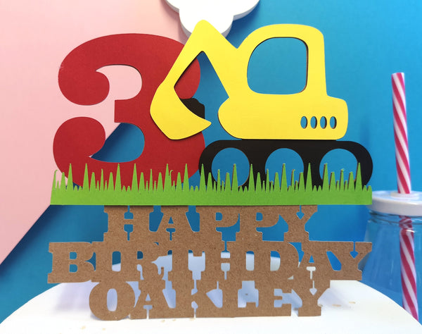 Personalized Digger Cake Topper With Your Name and Age UK
