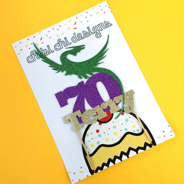 Dragon Cake Topper with Name and Age | Chibichi Designs