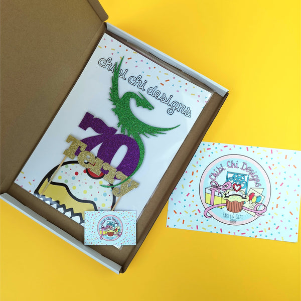 Dragon Cake Topper with Name and Age Cake Toppers ChibiChiDesign