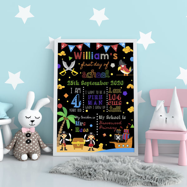 First Day of School Board - Pirate Treasure Island Theme Prints Chibi Chi Designs