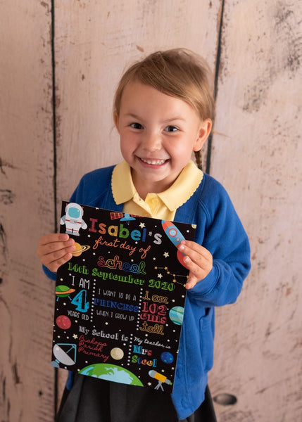 First Day of School Chalkboard Sign - Outer Space Digital Download Prints Chibi Chi Designs