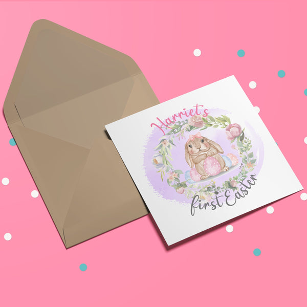 Personalized Easter Bunny Card - Custom Name Greeting Card