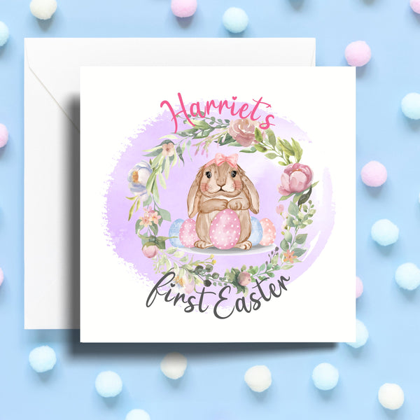 Personalized Easter Bunny Card - Custom Name Greeting Card