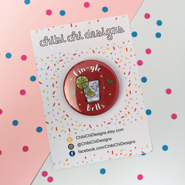 Gin Lover Gin-gle bells compact mirror Badges Chibi Chi Designs