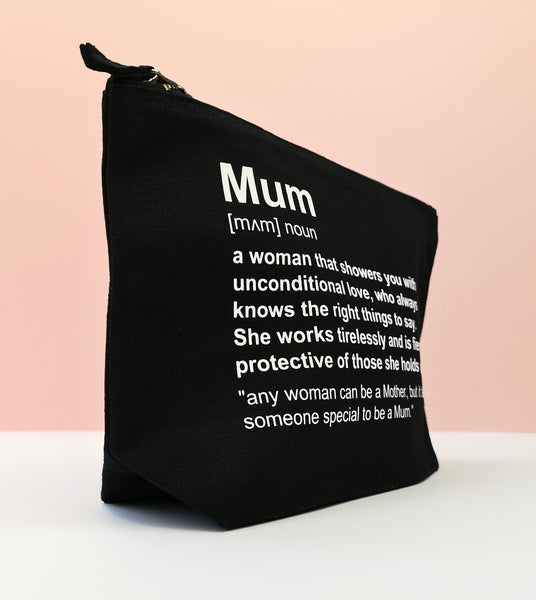 Mum, Personalised Pouch, Mothers Day Gift, Custom Quote, Makeup Bag, Wash Bag - Choose your text and colours Makeup Bag Chibi Chi Designs