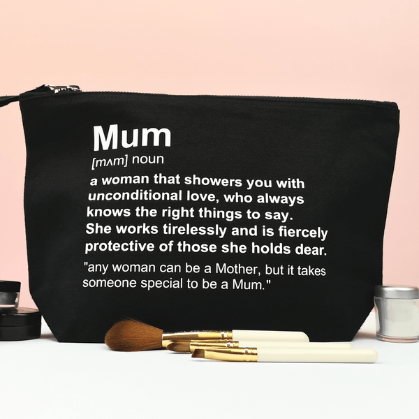 Mum, Personalised Pouch, Mothers Day Gift, Custom Quote, Makeup Bag, Wash Bag - Choose your text and colours Makeup Bag Chibi Chi Designs