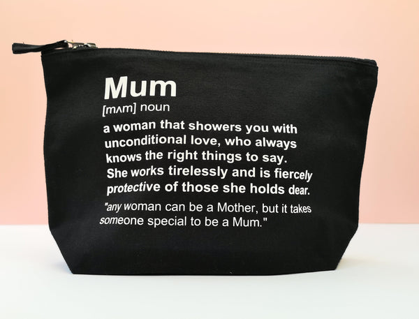 Mum, Personalised Pouch, Mothers Day Gift, Custom Quote, Makeup Bag, Wash Bag - Choose your text and colours Makeup Bag Chibi Chi Designs