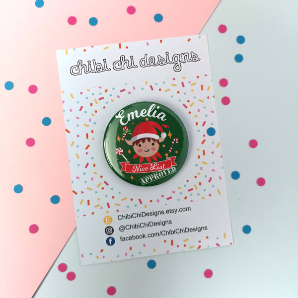 Naughty or Nice Name Badge Badges ChibiChiDesign