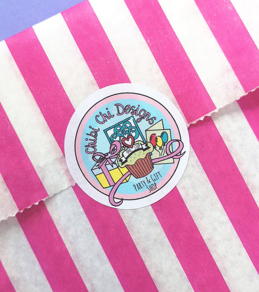 Packaging Stickers, Business Logo Stickers, Custom Logo Stickers, Round Stickers, Product Labels Chibi Chi Designs
