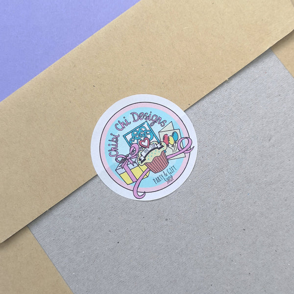 Packaging Stickers, Business Logo Stickers, Custom Logo Stickers, Round Stickers, Product Labels Chibi Chi Designs