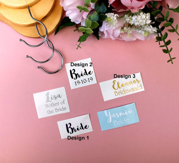 Personalised Bride Hanger Decals - Choose Your Colours Wedding Hangers Chibi Chi Designs