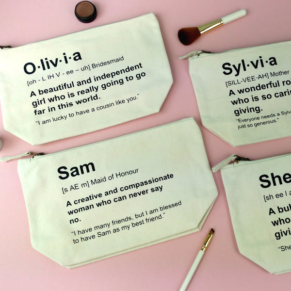Personalised Bridesmaid Makeup Bag Personalised Makeup Bag ChibiChiDesign