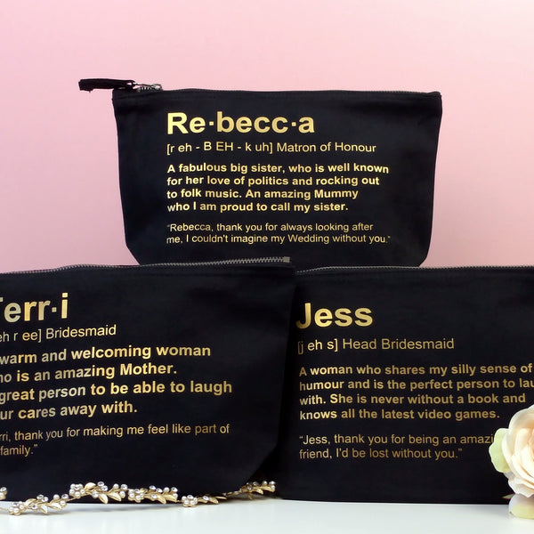 Personalised Bridesmaid Makeup Bag Personalised Makeup Bag ChibiChiDesign