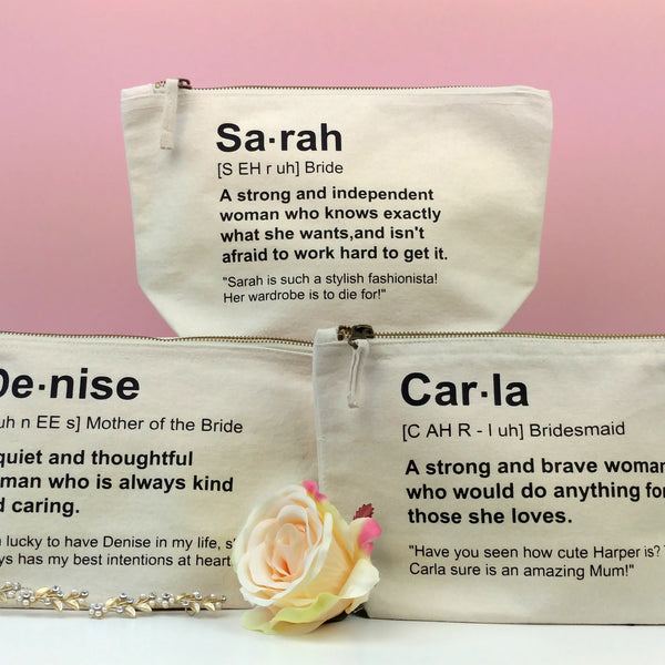 Personalised Bridesmaid Makeup Bag Personalised Makeup Bag ChibiChiDesign