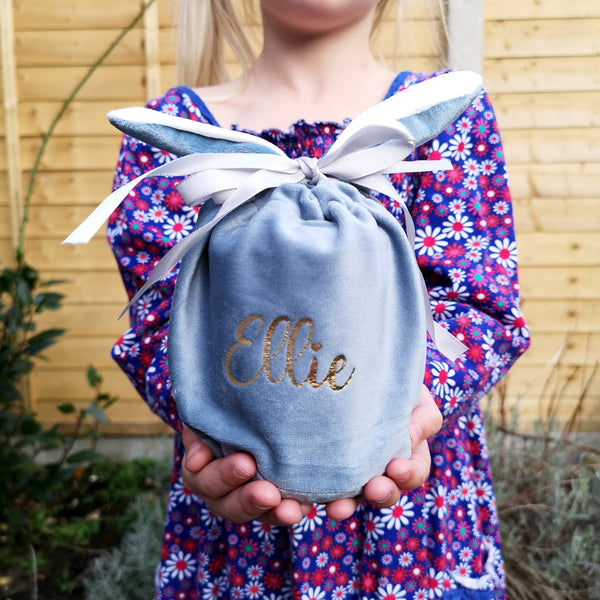Personalised Easter Bunny Fabric Gift Bag Tote Bags ChibiChiDesign