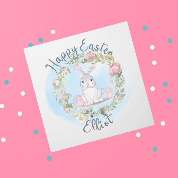 Personalised Name Easter Bunny Card Cards ChibiChiDesign