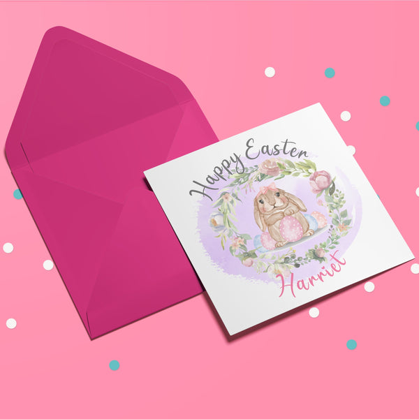 Personalised Name Easter Bunny Card Cards ChibiChiDesign