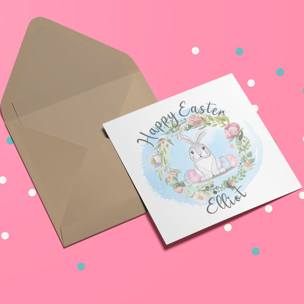 Personalised Name Easter Bunny Card Cards ChibiChiDesign