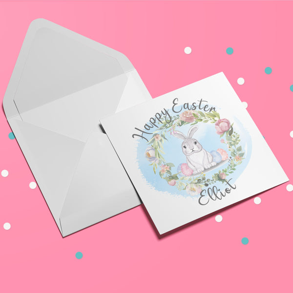 Personalised Name Easter Bunny Card Cards ChibiChiDesign