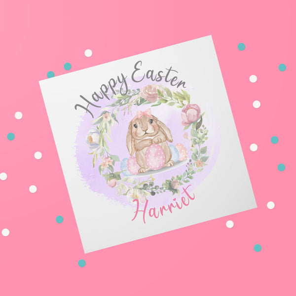 Personalised Name Easter Bunny Card Cards ChibiChiDesign