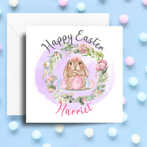 Personalised Name Easter Bunny Card Cards ChibiChiDesign