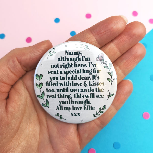 Personalised Pocket Hug Gift Badges ChibiChiDesign