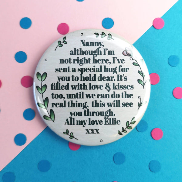 Personalised Pocket Hug Gift Badges ChibiChiDesign