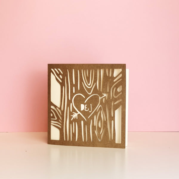 Personalised Tree Papercut Card - Perfect for Valentine's Day Cards Chibi Chi Designs