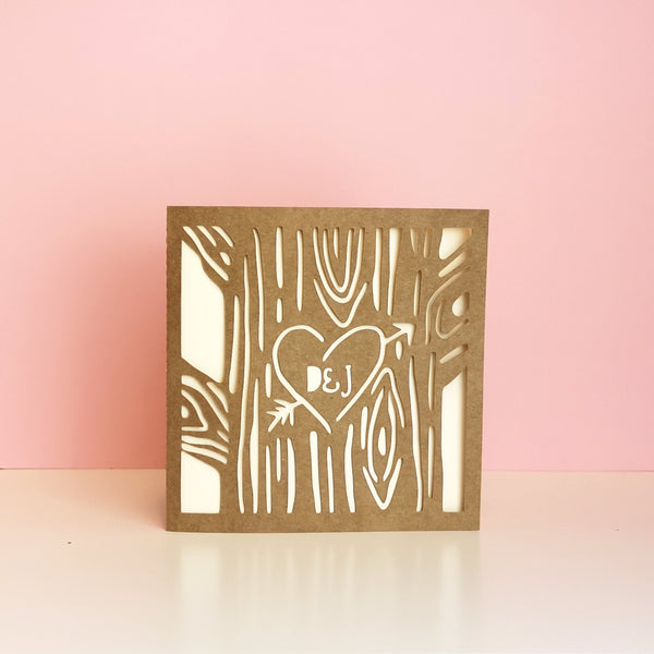 Personalised Tree Papercut Card - Perfect for Valentine's Day Cards Chibi Chi Designs