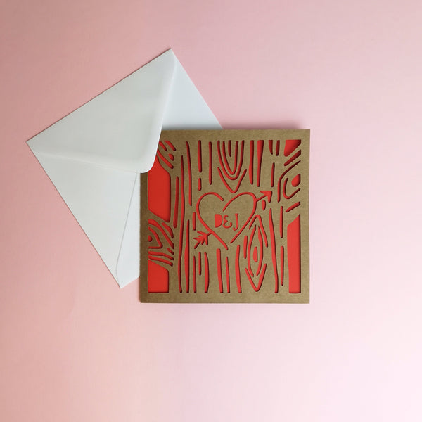 Personalised Tree Papercut Card - Perfect for Valentine's Day Cards Chibi Chi Designs