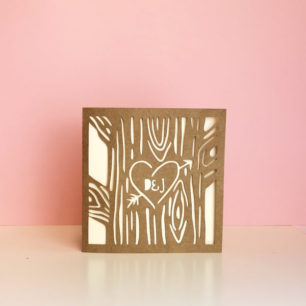 Personalised Tree Papercut Card - Perfect for Valentine's Day Cards Chibi Chi Designs